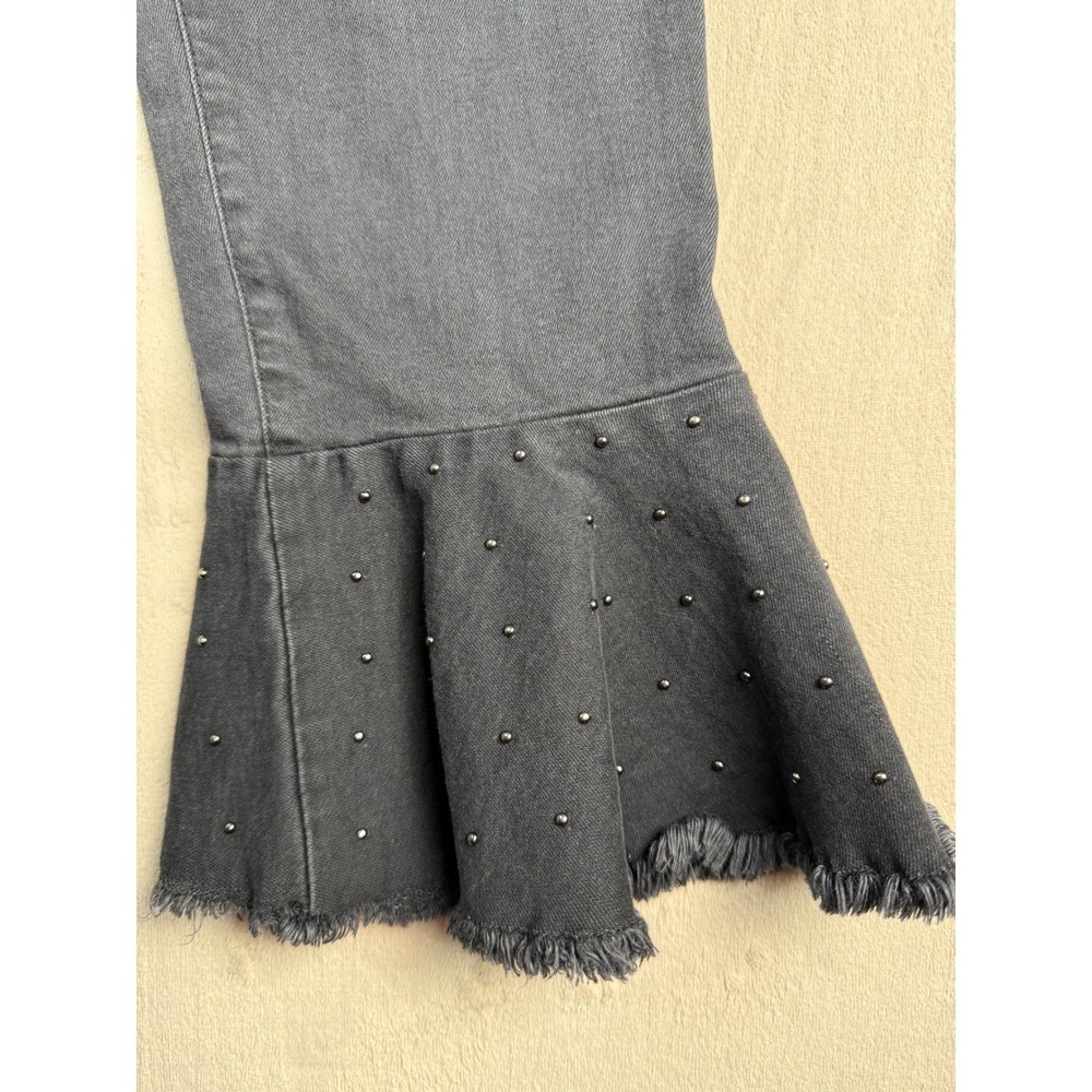 Pilcro Jeans Women 30 Black Excellent Studded Ruffle Hem Crop Anthropologie - Picture 4 of 9